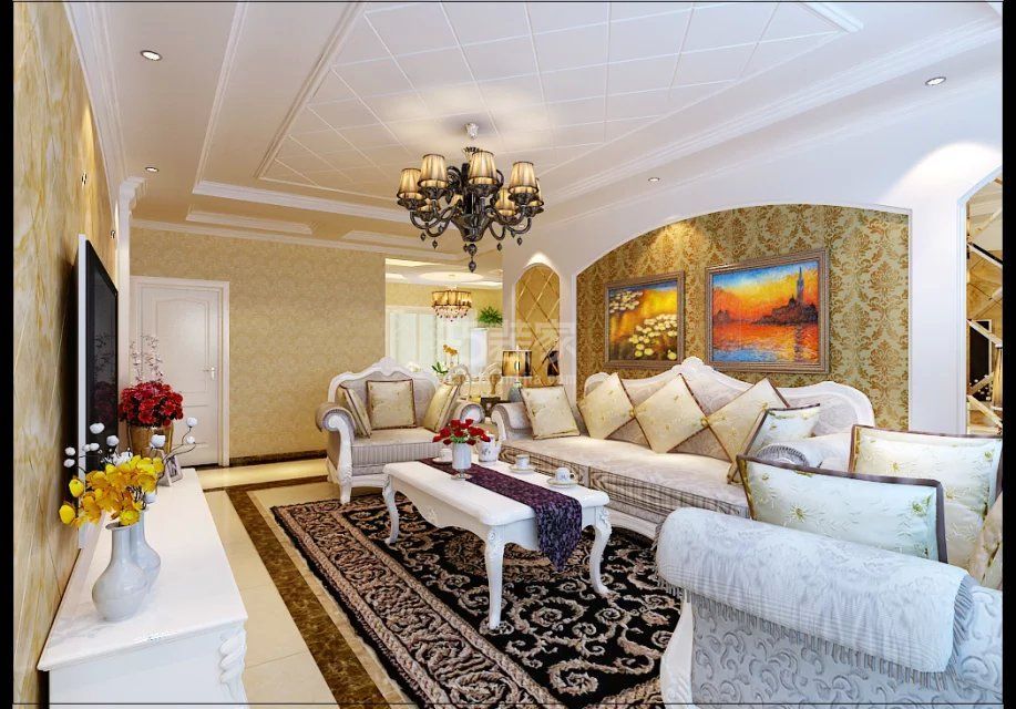 客厅-中陕核224大队140平欧式风格设计方案