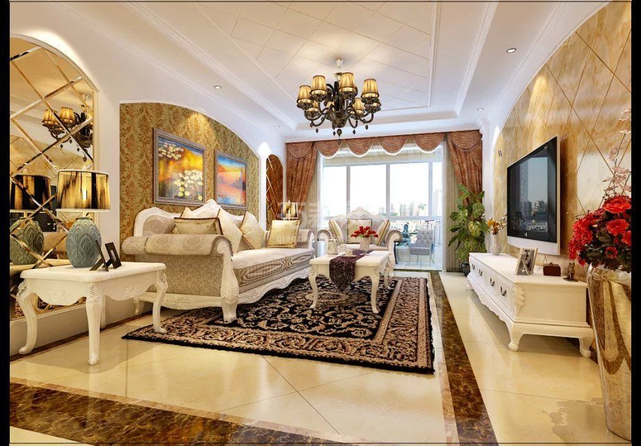 客厅-中陕核224大队140平欧式风格设计方案