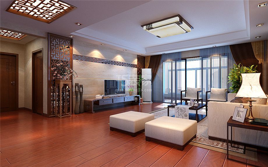 客厅-水岸东方160平新中式风格设计方案