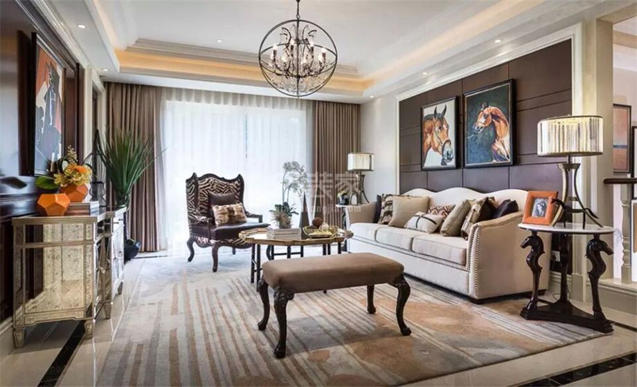 客厅-天鹅堡145平美式风格设计方案