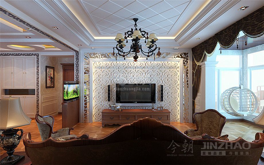 客厅-天赐颐府150平米简欧风格设计方案