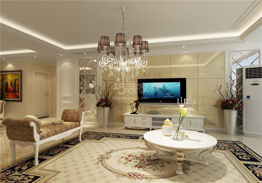 客厅-西安兰空丰登小区170平新欧式风格设计方案