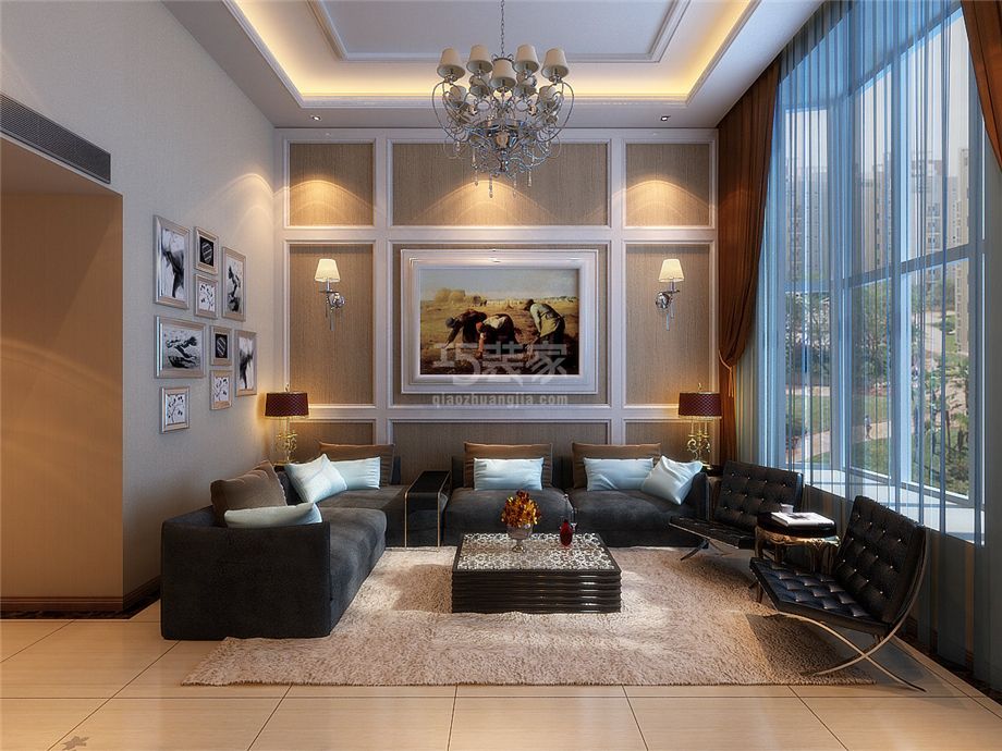 客厅-文景小区160平现代简欧风格设计方案