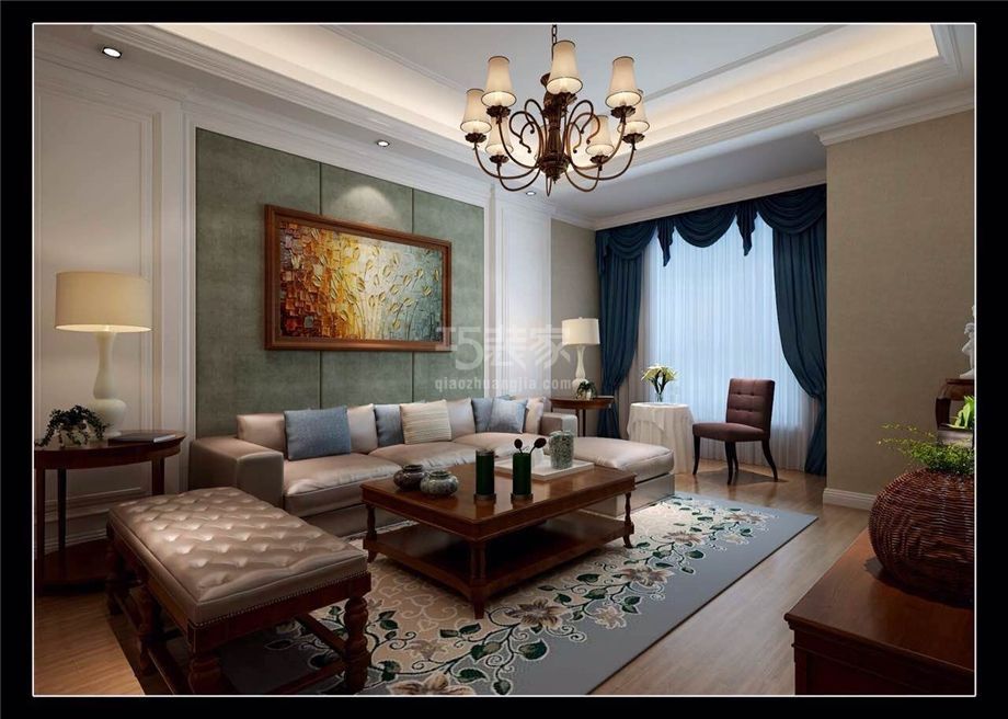 客厅-保利拉菲公馆119平欧式设计方案