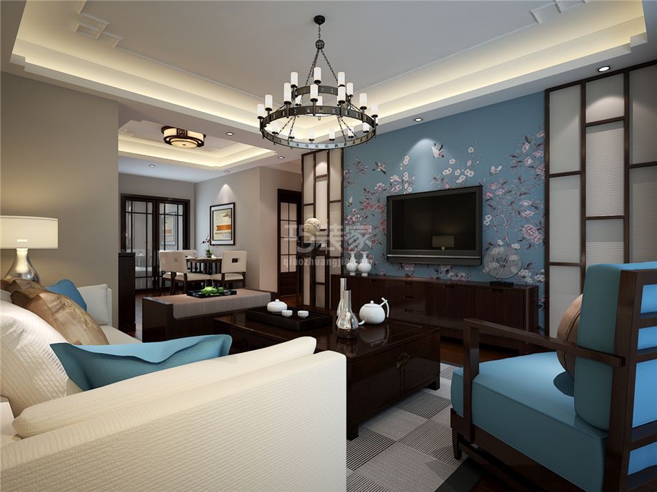 客厅-中天花园120平新中式风格设计方案
