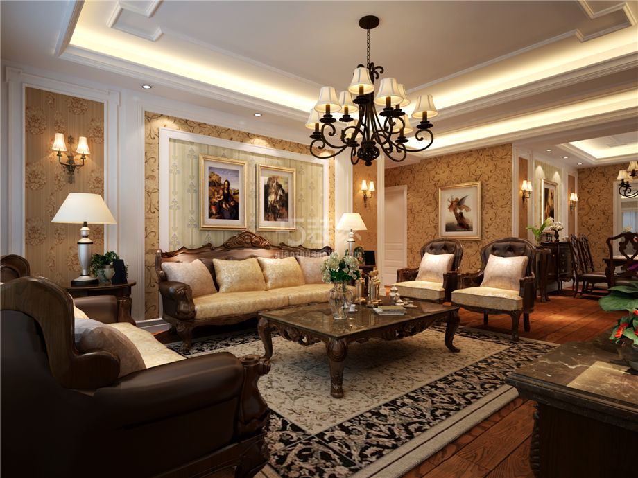 客厅-金泰假日花城150平欧式风格设计方案