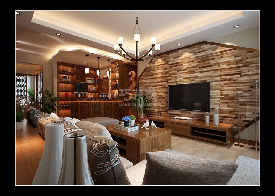 客厅-曲江香都130平东南亚风格设计方案