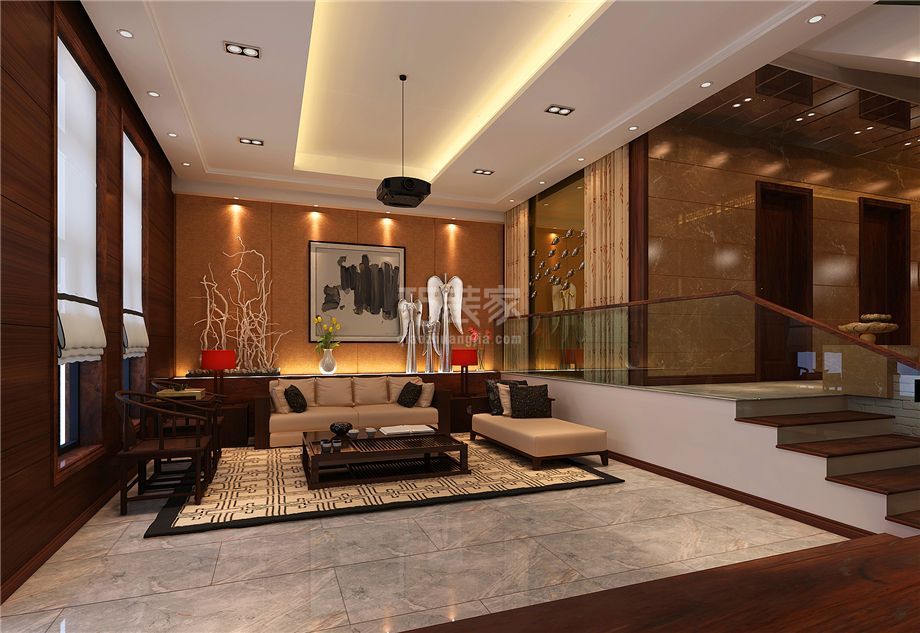 客厅-西西安小镇300平新中式风格设计方案