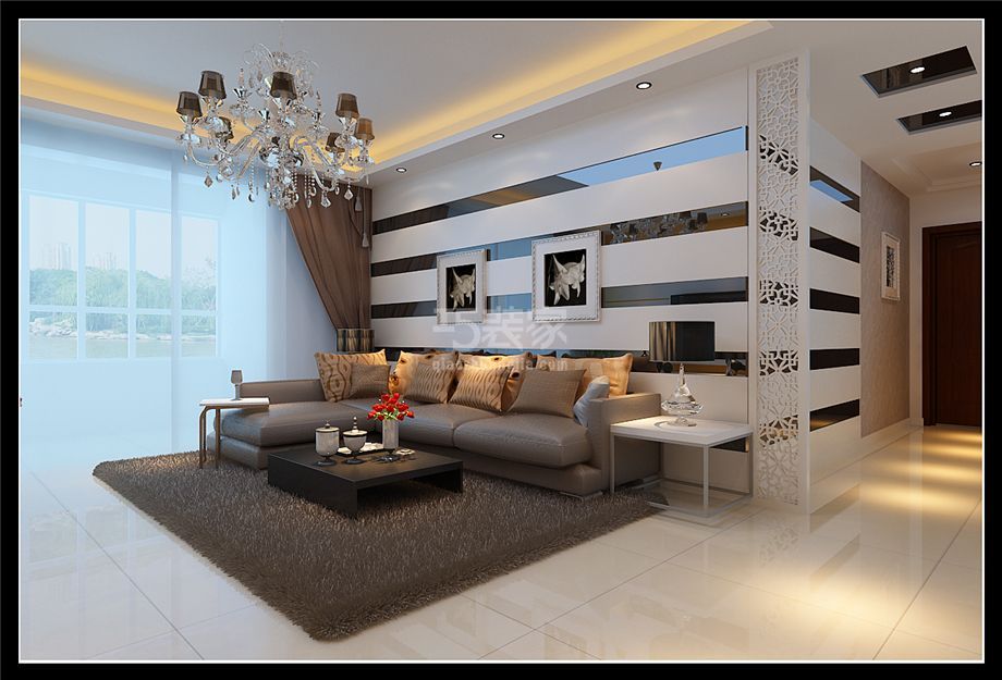 客厅-紫薇希望城126平现代简约风格设计方案