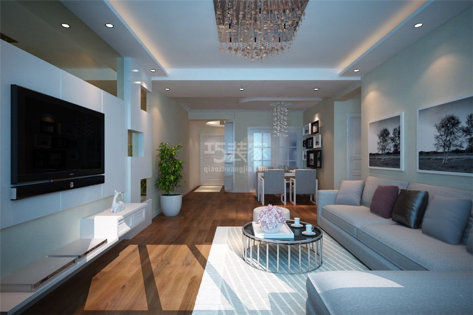 客厅-华豪丽晶121平米简约风格设计方案