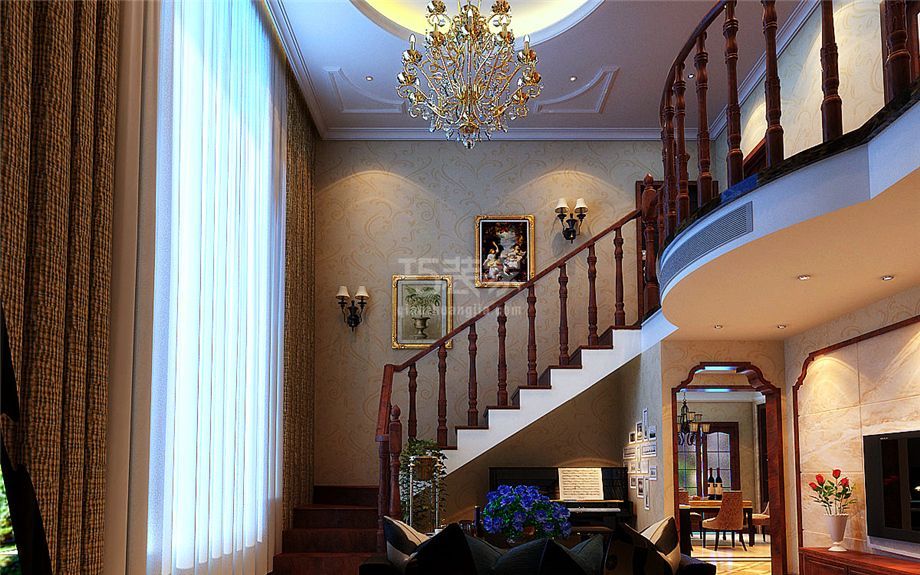 楼梯-建大洋行220平欧式风格设计方案