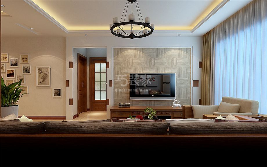 客厅-西工院90平米现代简约风格设计方案