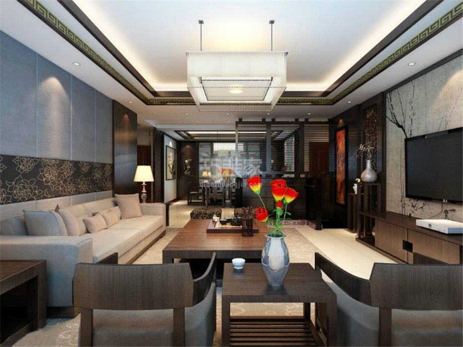 客厅-御景城131平中式风格设计方案