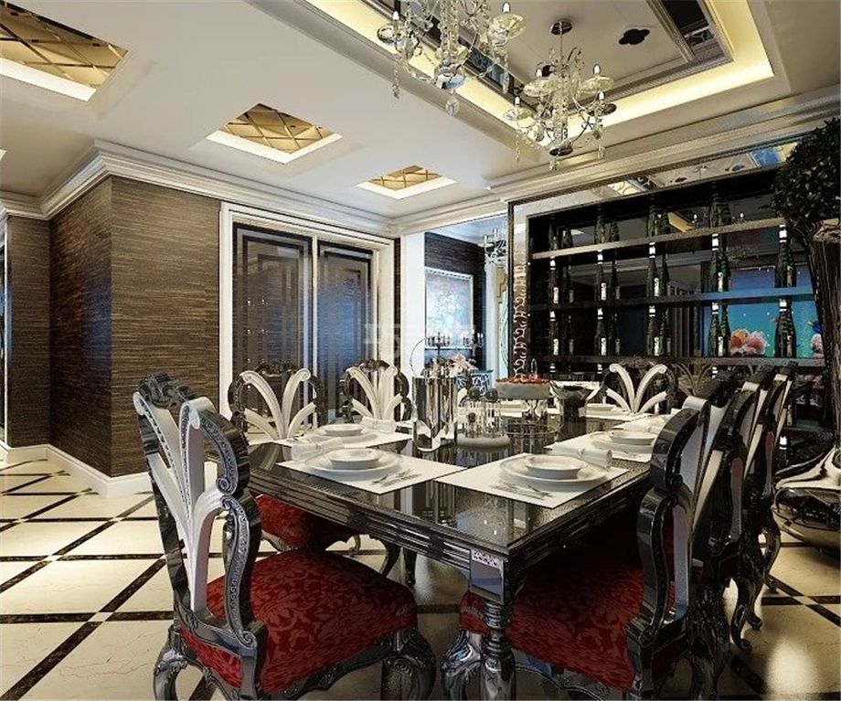 餐厅-鸿基紫韵220平后现代风格设计方案