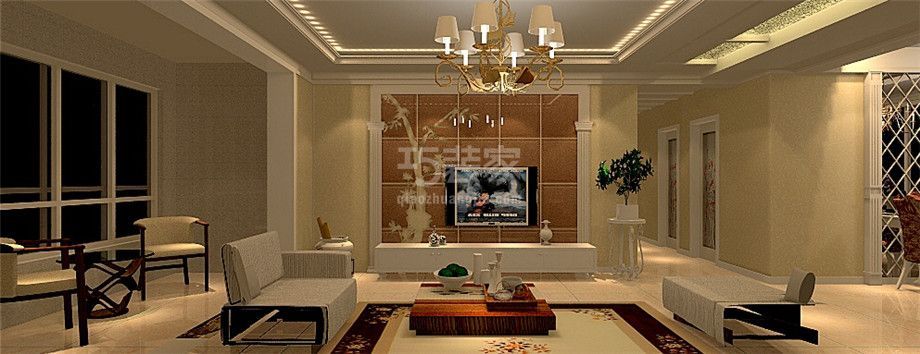 客厅-紫薇永和坊160平简约风格设计方案