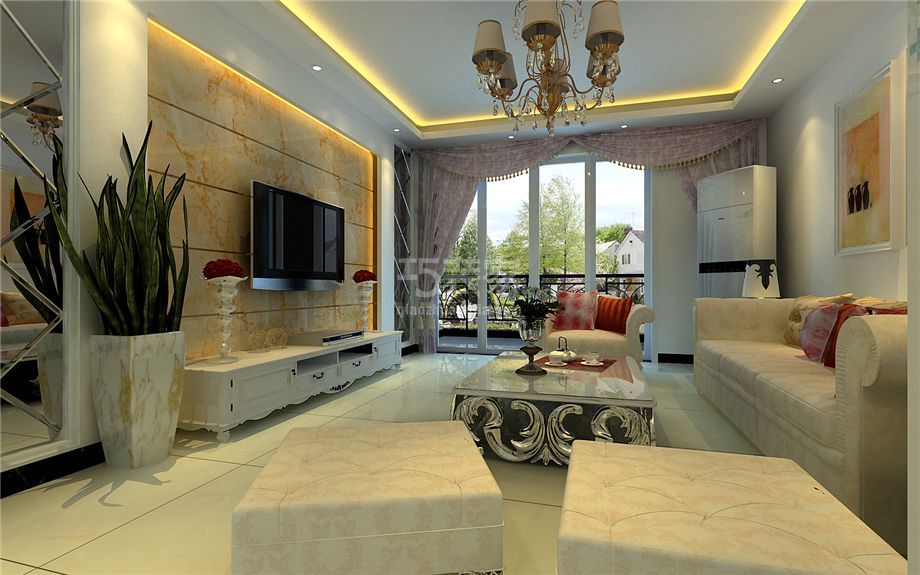 客厅-耀和荣裕120平简欧风格设计方案