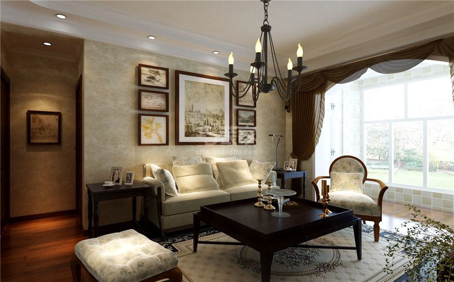 客厅-龙天名俊114平美式风格设计方案
