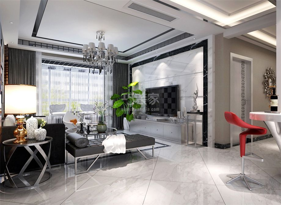 客厅-紫薇永和坊120平后现代风格设计方案