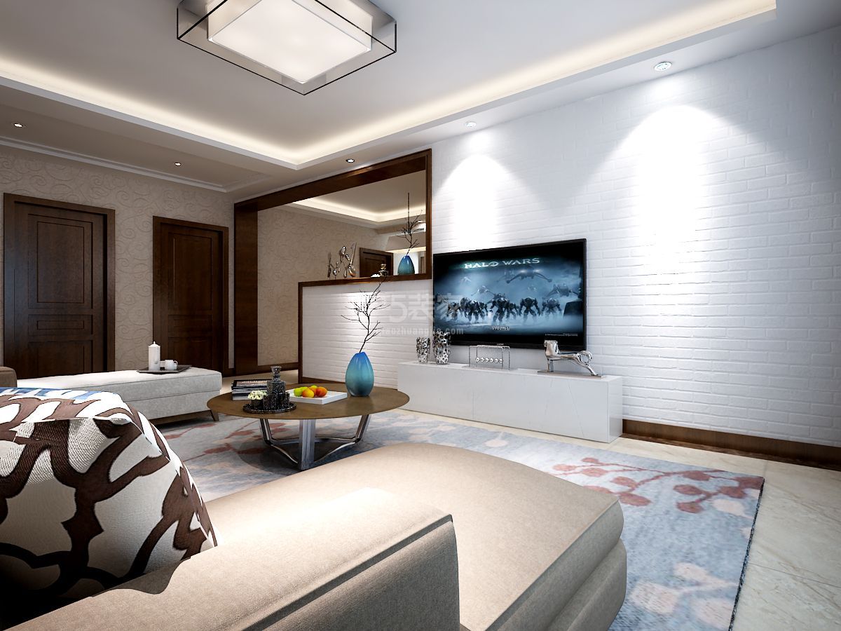 客厅电视墙-小寨华都140平现代简约风格设计方案