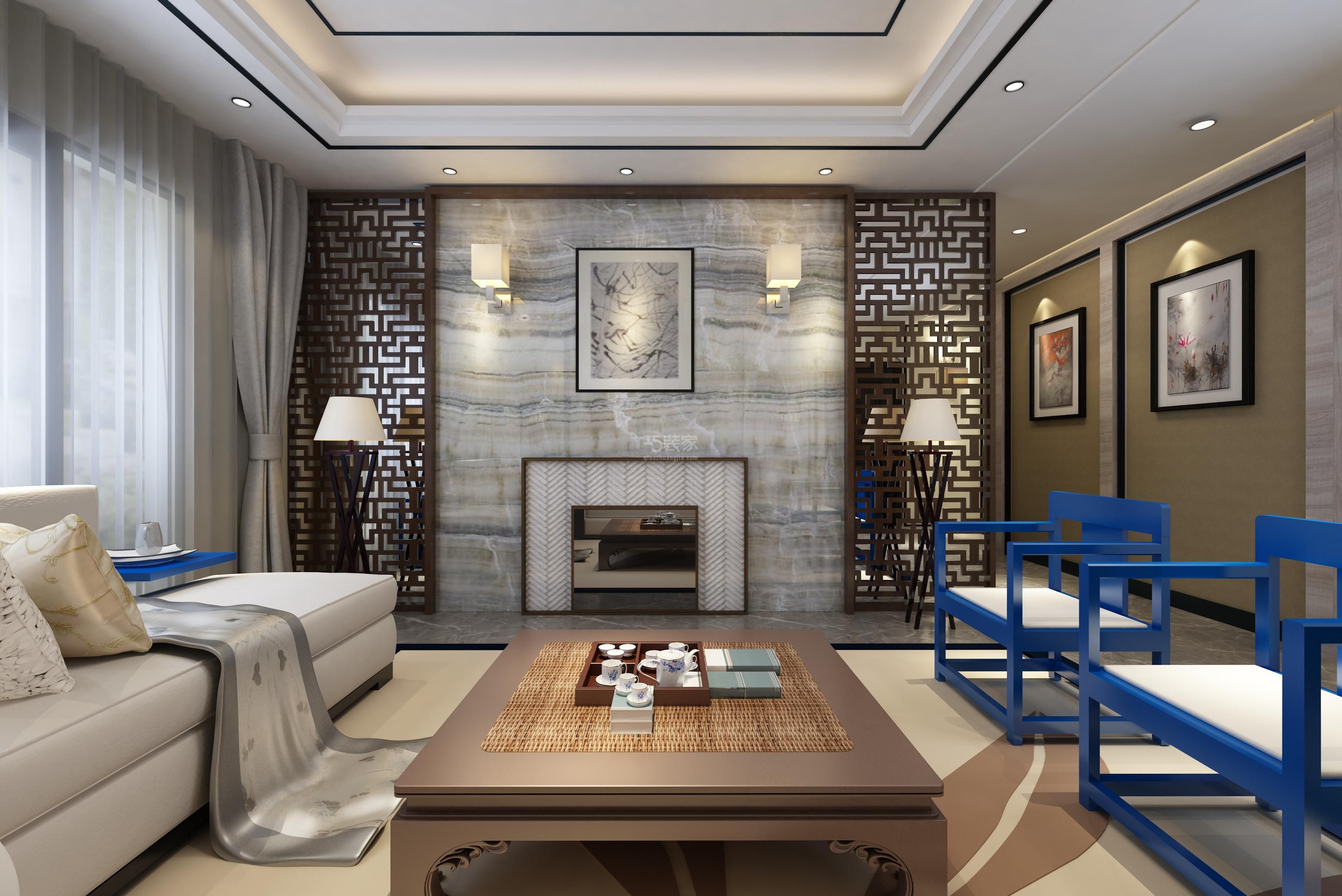 客厅-金水湾159平中式风格设计方案