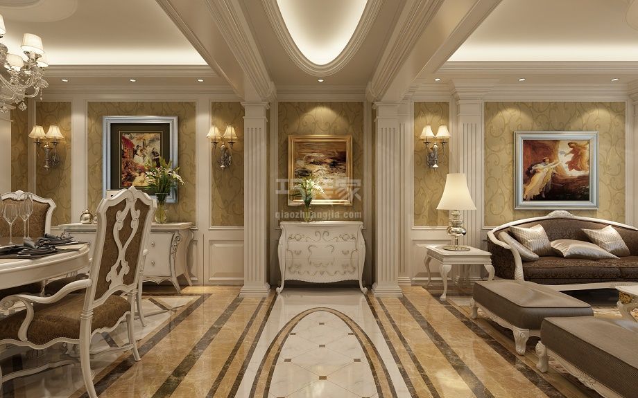 客厅-莱安逸辉170平欧式风格设计方案