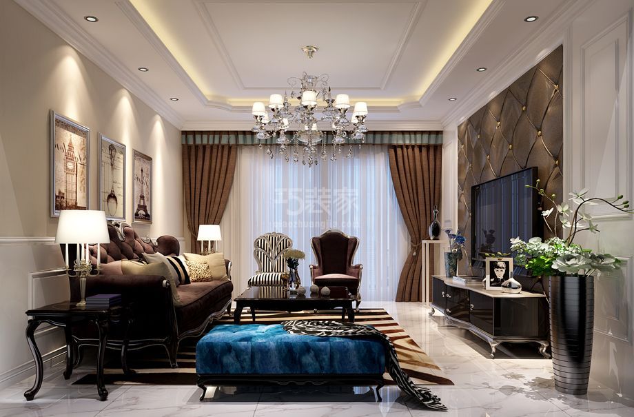 客厅-悦美国际120平欧式风格设计方案