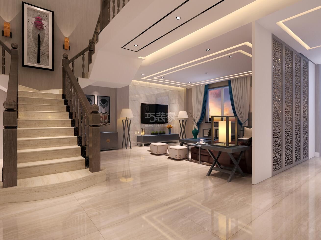 -龙湖花千树205平新中式风格设计