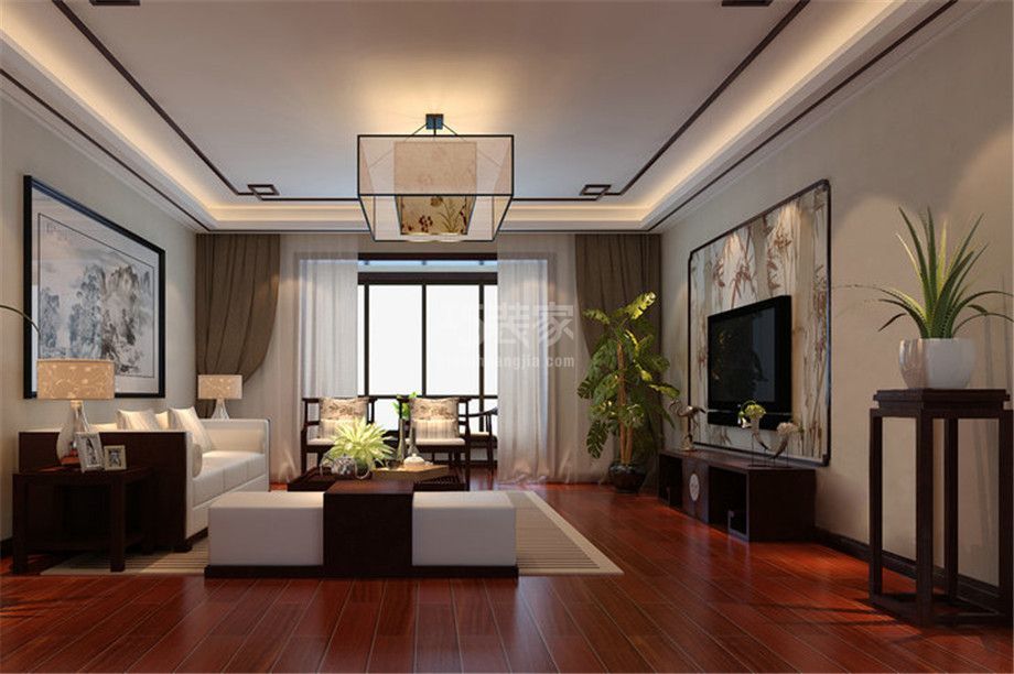 客厅-金辉世界城135平新中式风格设计方案