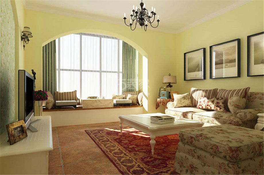 客厅-金泰·新理城90平美式风格设计方案