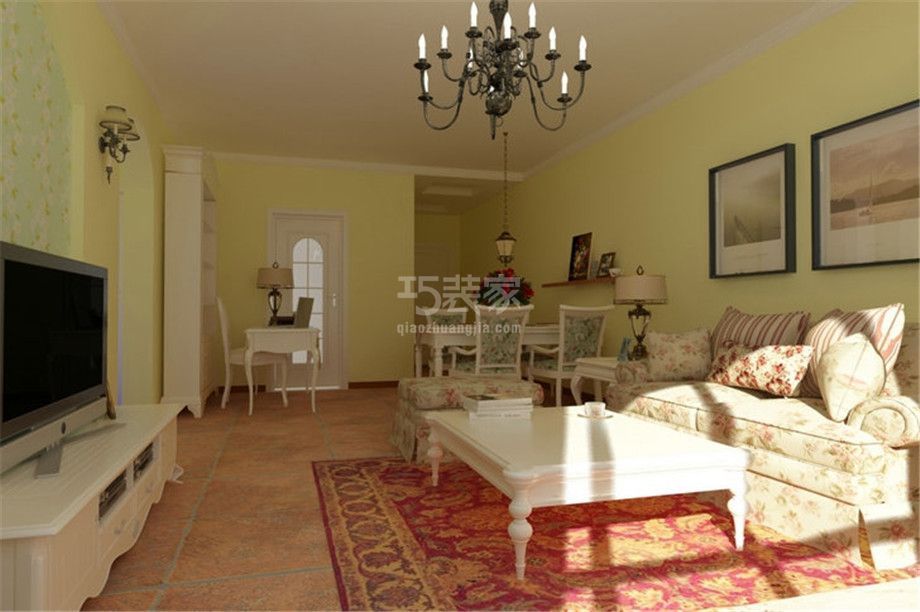 客厅-金泰·新理城90平美式风格设计方案