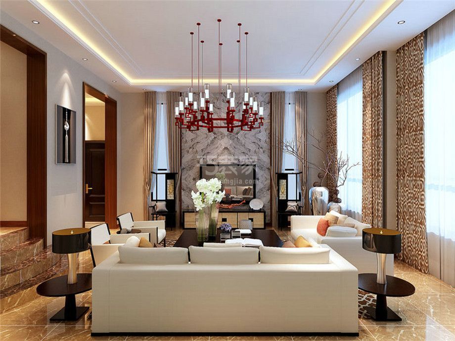 客厅-曲江6号210平新中式风格设计方案