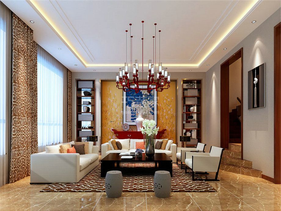 客厅-曲江6号210平新中式风格设计方案