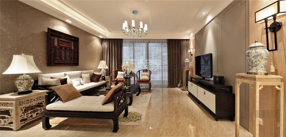 客厅-曲江香都125平新中式风格设计方案