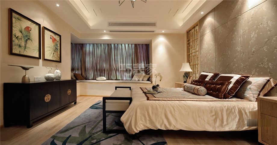 卧室-曲江香都125平新中式风格设计方案