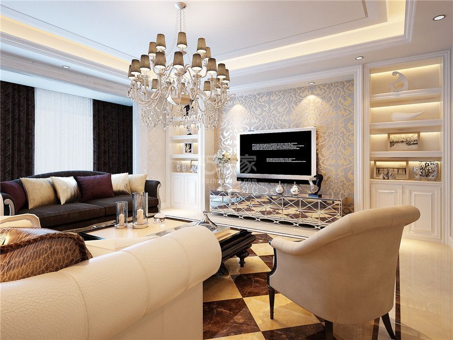 电视背景-枫林绿洲180平欧式风格