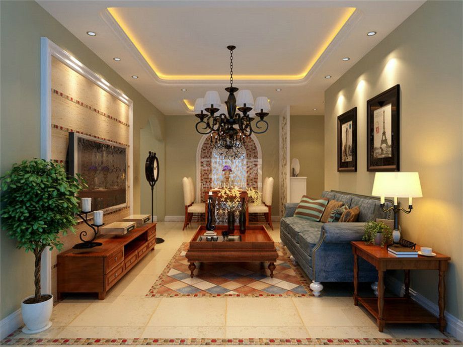 -绿地城90平美式风格设计方案