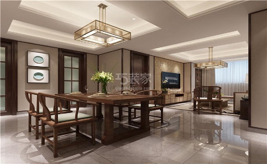 -金地芙蓉世家300平米中式设计方案