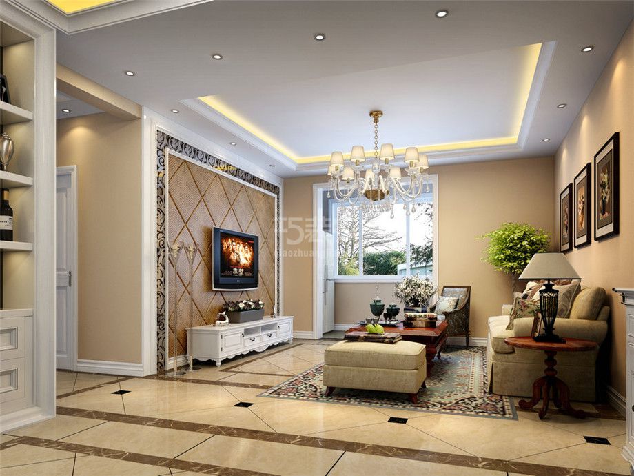 客厅-金地湖城大境110平欧式风格设计方案
