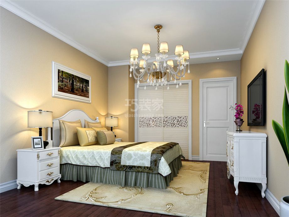 卧室-金地湖城大境110平欧式风格设计方案