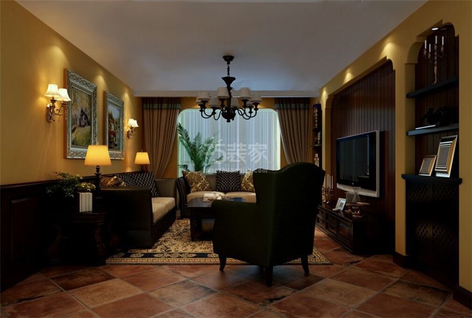 客厅-金泰·新理城130平美式风格设计方案