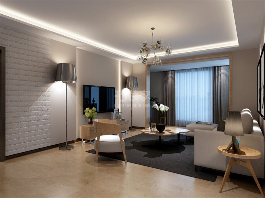 客厅-紫薇田园都市90平简约风格设计方案