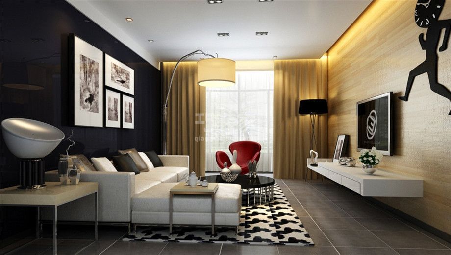 客厅-盛龙广场小区120平简约风格设计方案