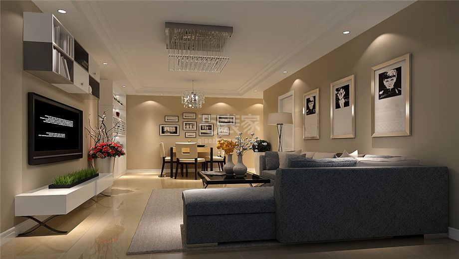 客厅-曲江亮丽家园130平简约风格设计方案