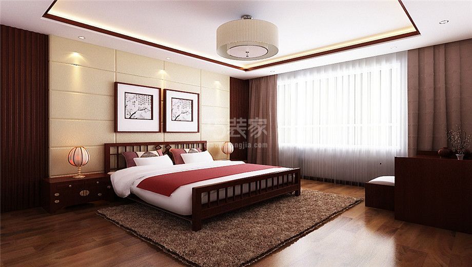 卧室-曲江香都125平新中式风格设计方案