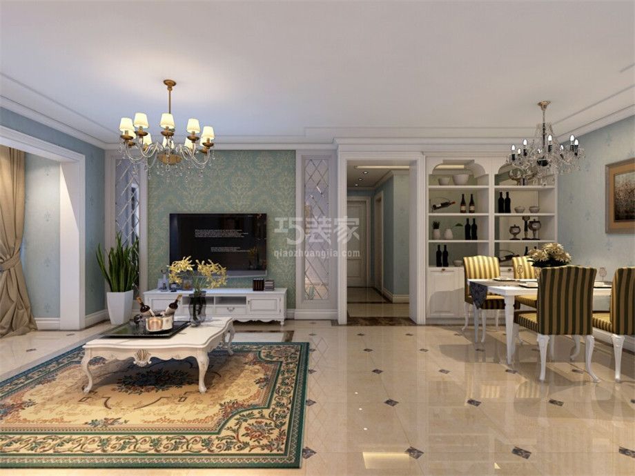 客厅-金泰·新理城110平美式风格设计方案