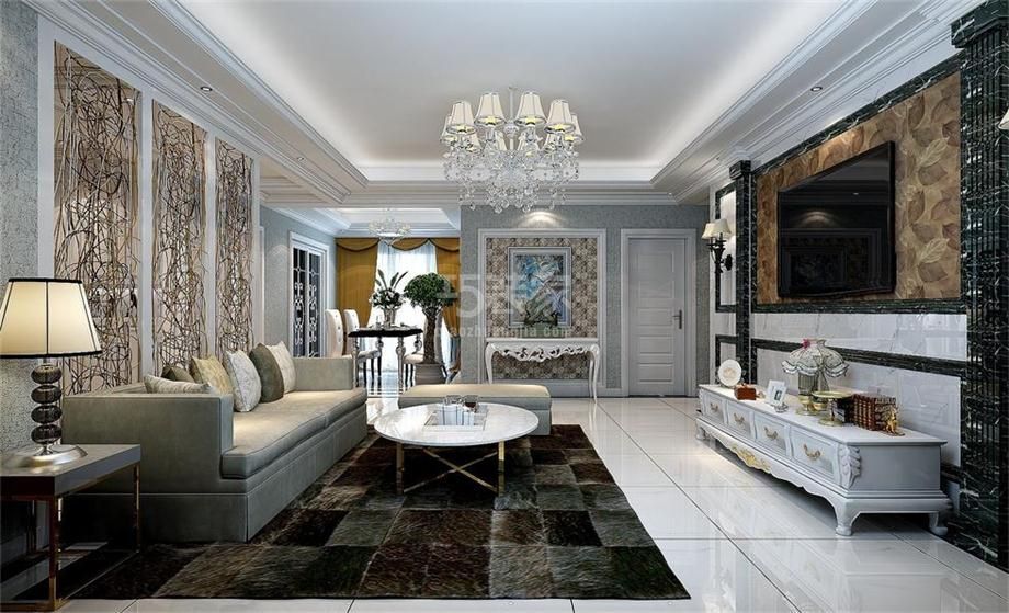 客厅视角-海天华庭123平欧式风格设计方案