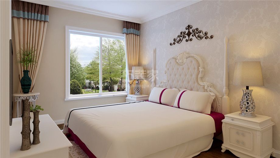 卧室-朱雀佳苑75平美式风格设计方案