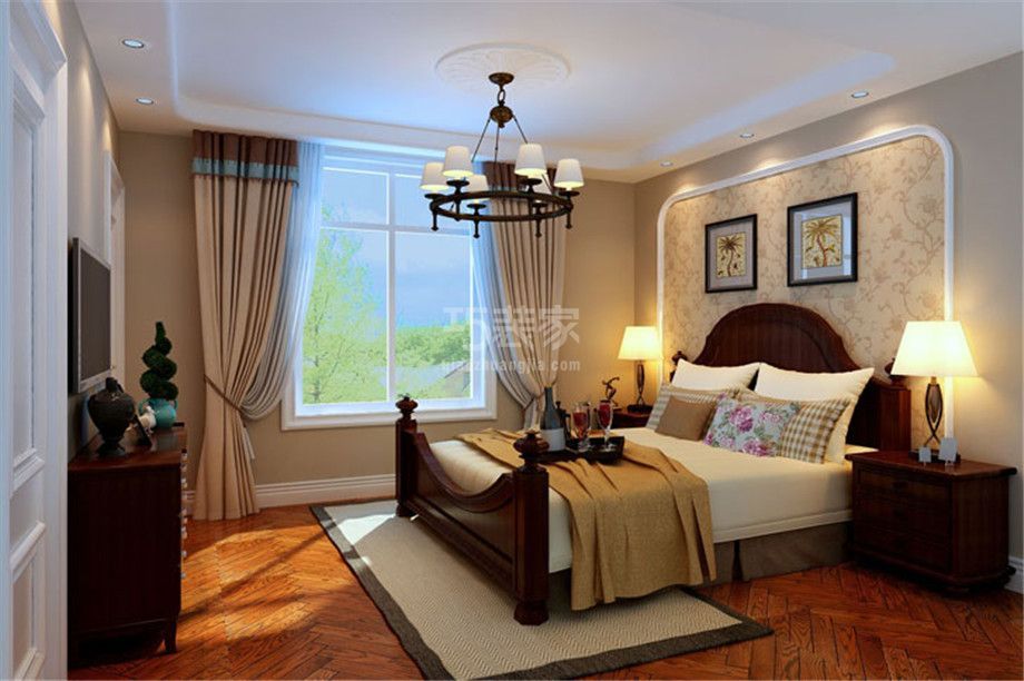 卧室-绿地·曲江名城95平美式风格设计方案