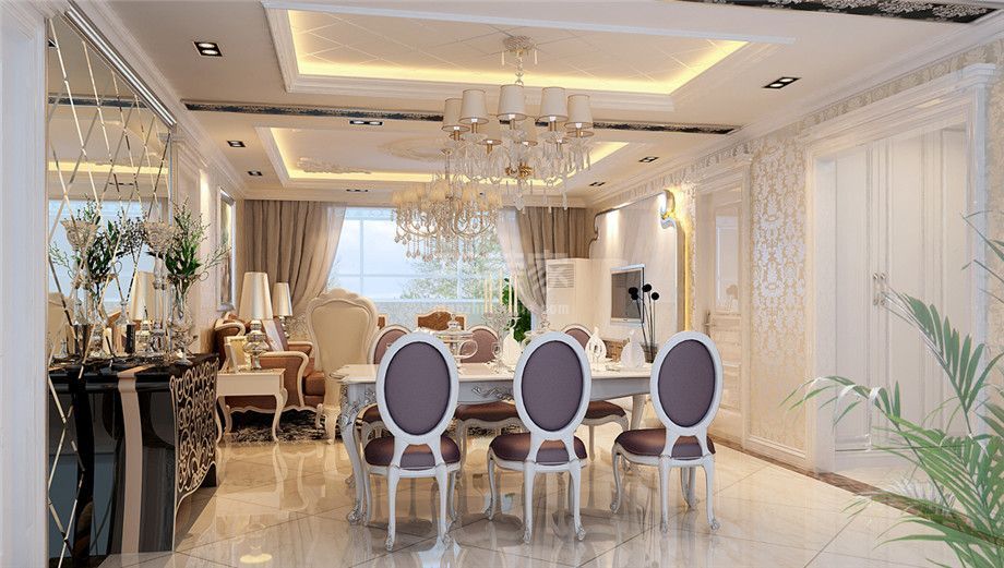 客厅-东方世纪城125平欧式风格设计方案