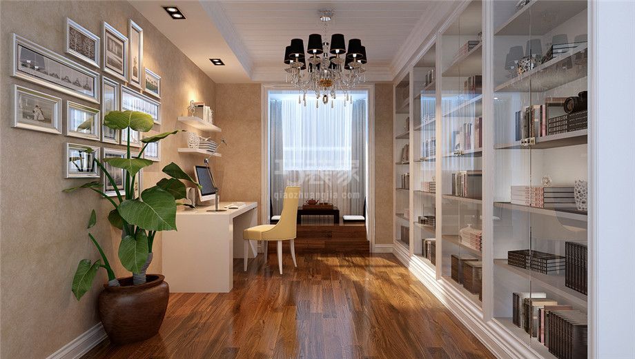 书房-东方世纪城125平欧式风格设计方案